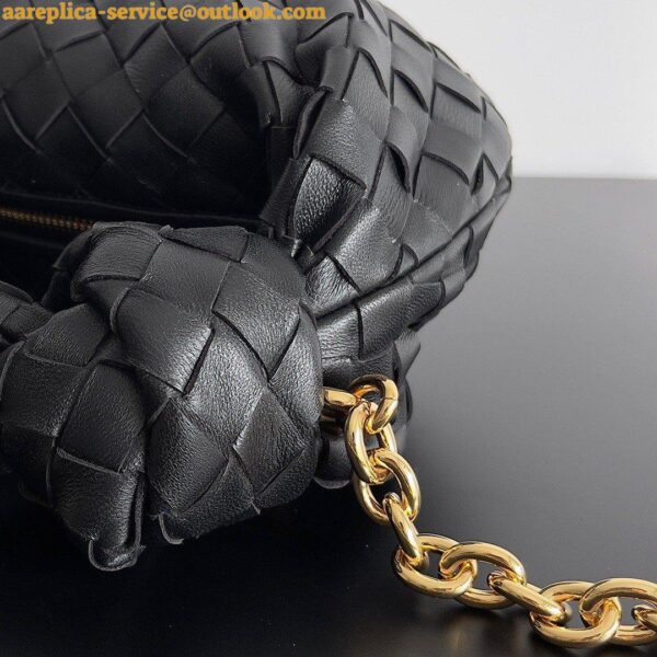 Replica Bottega Veneta Mini Jodie Chain Bag In Black Intrecciato Lambskin 10