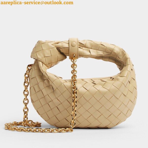 Replica Bottega Veneta Mini Jodie Chain Bag In Porridge Intrecciato Lambskin 3