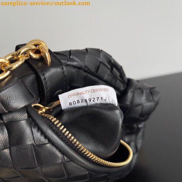 Replica Bottega Veneta Mini Jodie Chain Bag In Black Intrecciato Lambskin 11