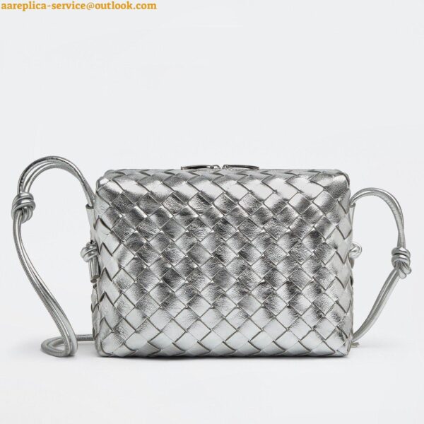 Replica Bottega Veneta Loop Small Bag In Silver Intrecciato Lambskin 3