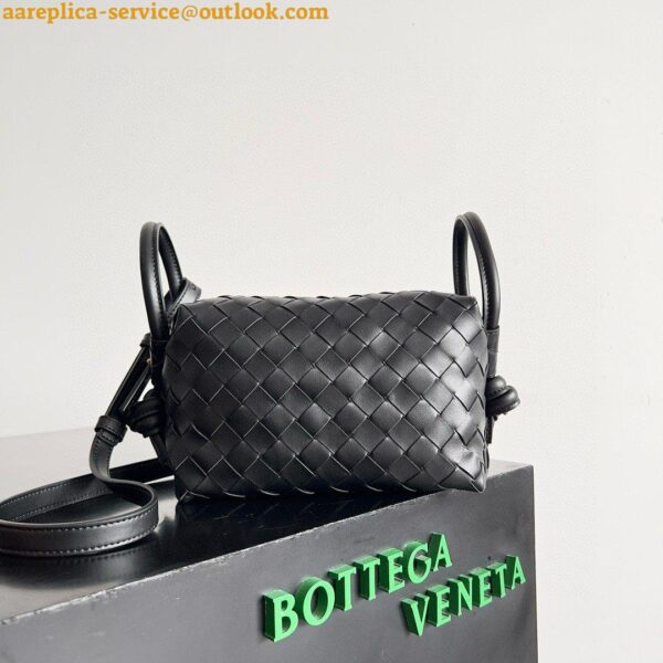 Replica Bottega Veneta Small Loop Crossbody Bag In Black Intrecciato Lambskin 5