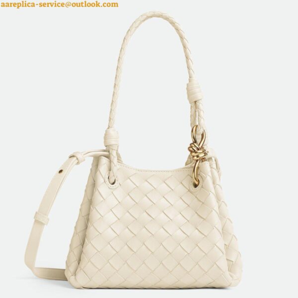 Replica Bottega Veneta Parachute Small Bag in White Intrecciato Lambskin 2