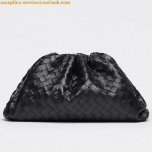 Replica Bottega Veneta Large Pouch Clutch Bag In Black Intrecciato Lambskin