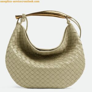 Replica Bottega Veneta Sardine Medium Bag in Travertine Intrecciato Lambskin