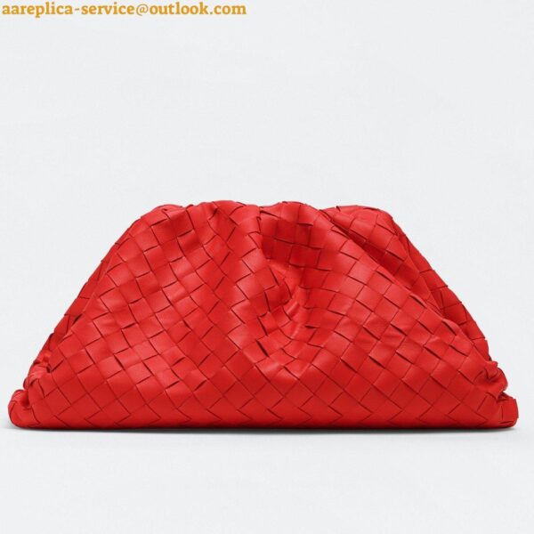 Replica Bottega Veneta Large Pouch Clutch Bag In Red Intrecciato Lambskin 3