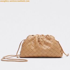 Replica Bottega Veneta Mini Pouch with Strap in Almond Intrecciato Lambskin 2