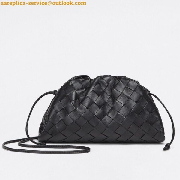 Replica Bottega Veneta Mini Pouch with Strap in Black Intrecciato Lambskin 3