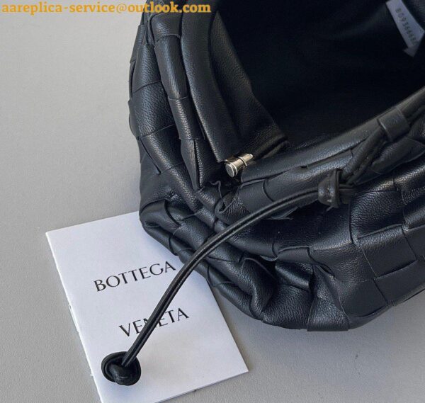 Replica Bottega Veneta Mini Pouch with Strap in Black Intrecciato Lambskin 10