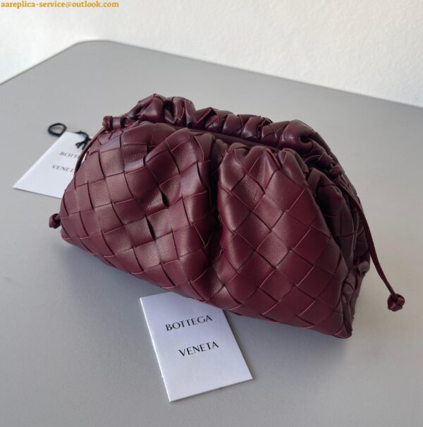 Replica Bottega Veneta Mini Pouch with Strap in Bordeaux Intrecciato Lambskin 8