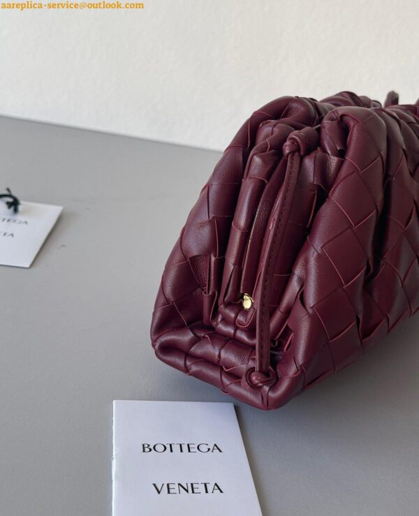 Replica Bottega Veneta Mini Pouch with Strap in Bordeaux Intrecciato Lambskin 10