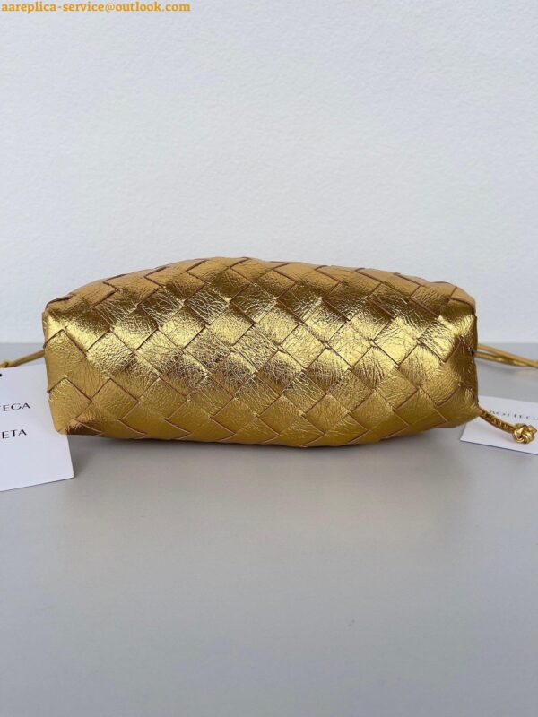 Replica Bottega Veneta Mini Pouch with Strap in Gold Metallic Lambskin 3