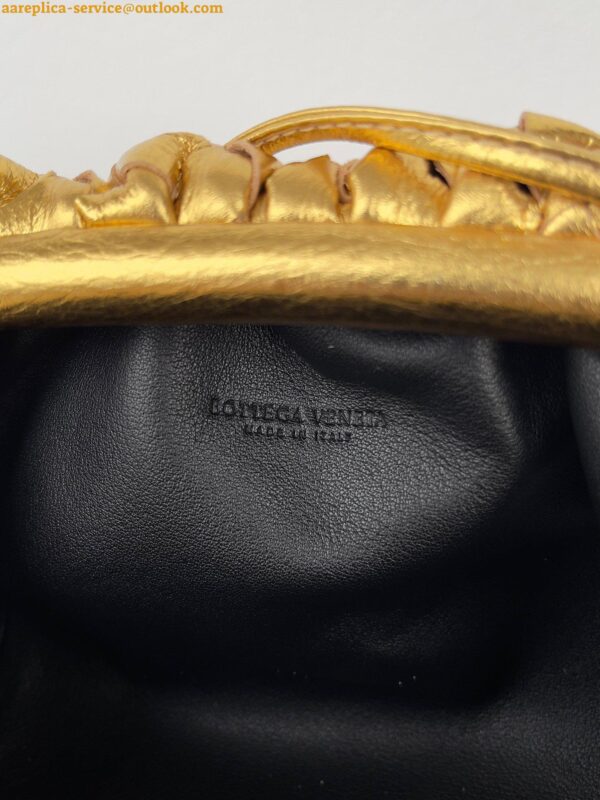 Replica Bottega Veneta Mini Pouch with Strap in Gold Metallic Lambskin 11