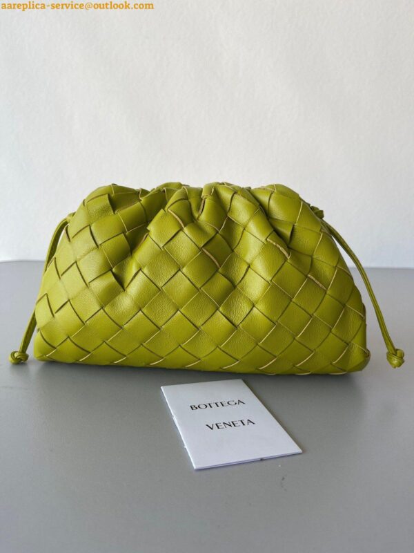 Replica Bottega Veneta Mini Pouch with Strap in Kiwi Intrecciato Lambskin 11