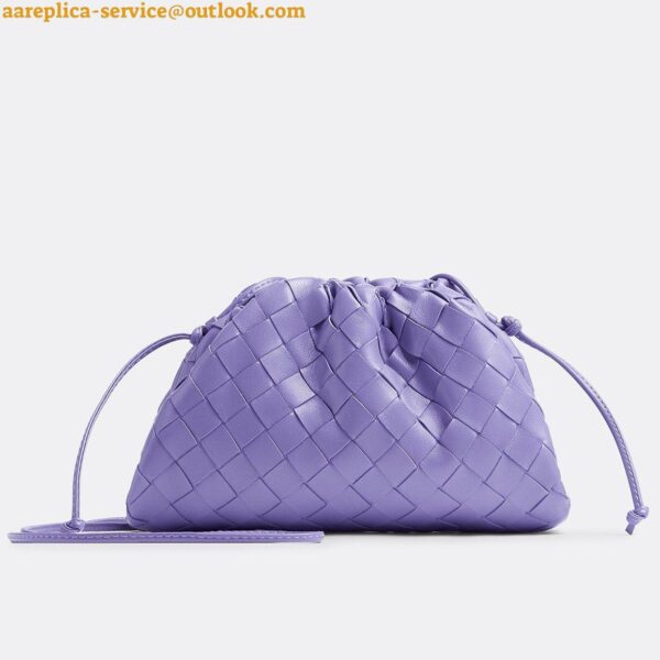 Replica Bottega Veneta Mini Pouch with Strap in Wisteria Intrecciato Lambskin 6