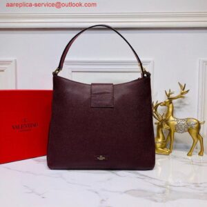 Replica Valentino 50027 Vsling Grainy Calfskin Hobo Bag Wine Red 2