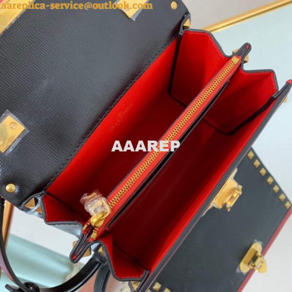 Replica Valentino 71000 Small Rockstud Alcove Handbag In Grainy Calfskin XW2B0J71 Black 6