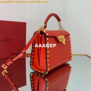 Replica Valentino 71000 Small Rockstud Alcove Handbag In Grainy Calfskin XW2B0J71 Red 2