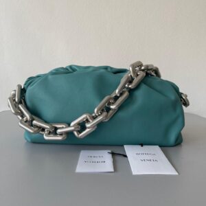 Replica Bottega Veneta The Chain Pouch Bag In Lake Green Calfskin