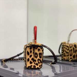 Replica Valentino 7300 Rockstud Alcove Grainy Calfskin BOX Bag XW2B0J73 Leopard print