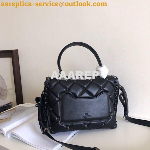 Replica Valentino Candystud Black Rockstuds Top Handle Bag Black 7