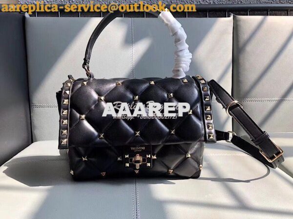 Replica Valentino Candystud Top Handle Bag Black 4