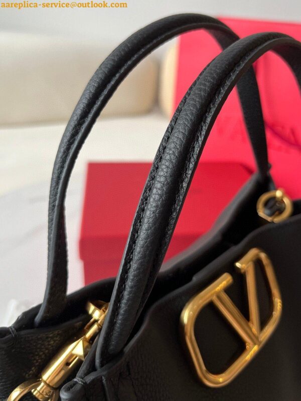 Replica Valentino Alltime Medium Bag in Black Grained Calfskin 3