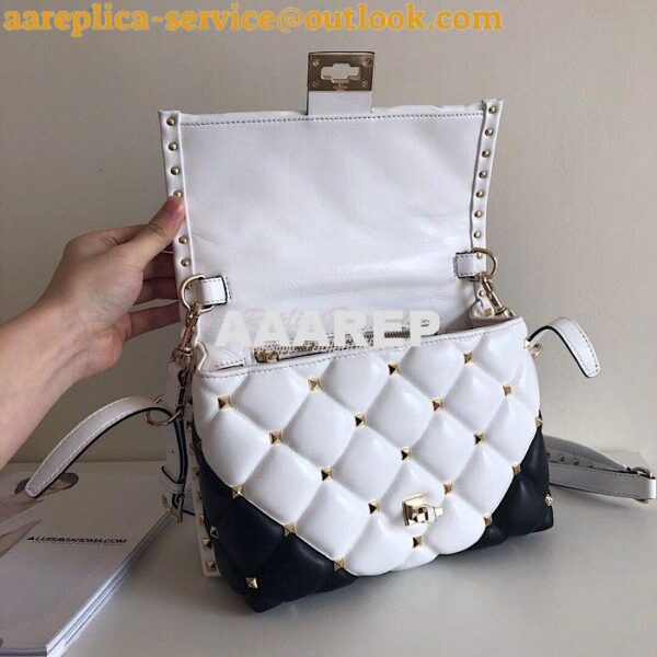 Replica Valentino Candystud Top Handle Bag Black White 4