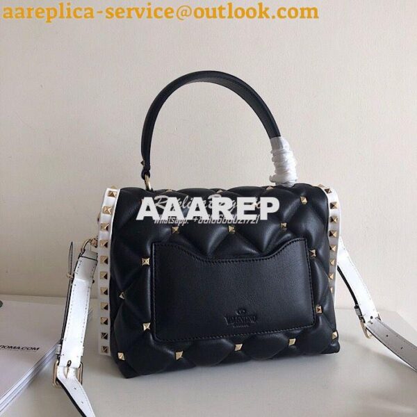 Replica Valentino Candystud Top Handle Bag Black White 5