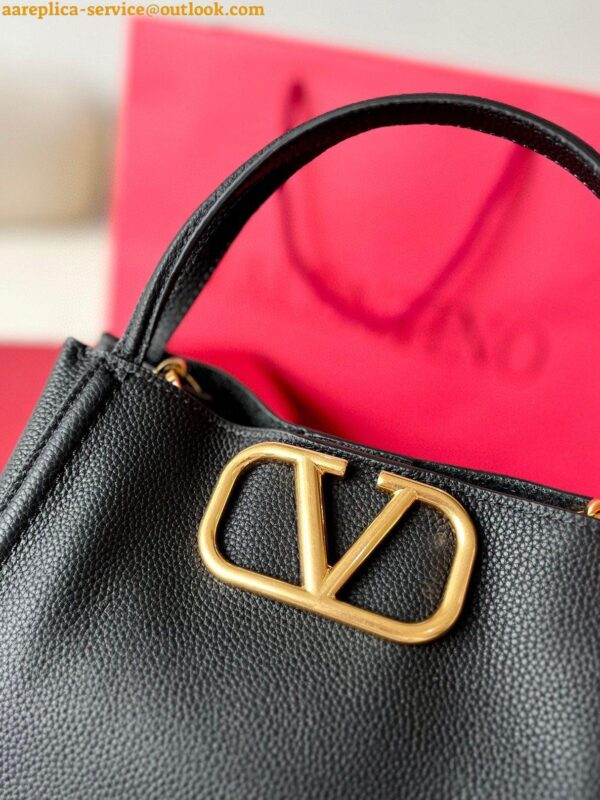 Replica Valentino Alltime Medium Bag in Black Grained Calfskin 6