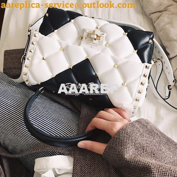 Replica Valentino Candystud Top Handle Bag Black White 8