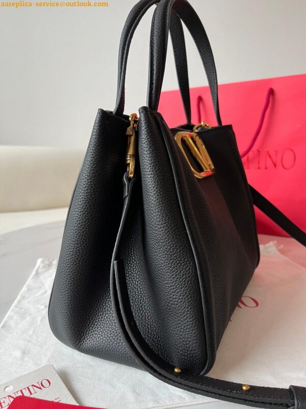 Replica Valentino Alltime Medium Bag in Black Grained Calfskin 10