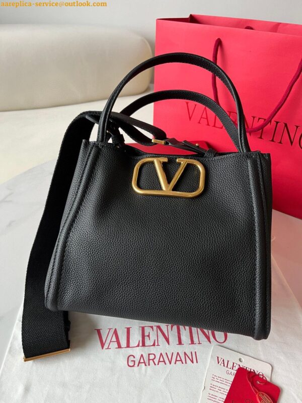 Replica Valentino Alltime Medium Bag in Black Grained Calfskin 11