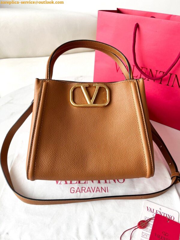 Replica Valentino Alltime Medium Bag in Brown Grained Calfskin 11