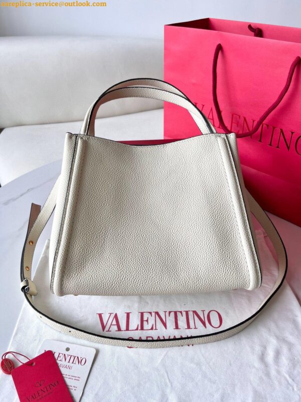 Replica Valentino Alltime Medium Bag in White Grained Calfskin 7