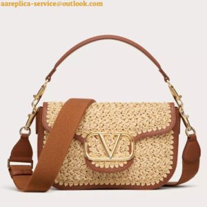 Replica Valentino Alltime Shoulder Bag in Natural Raffia