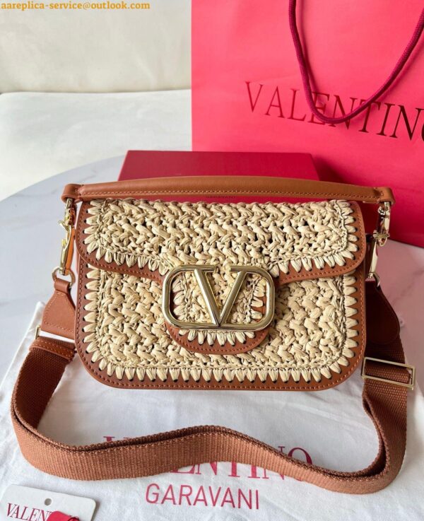 Replica Valentino Alltime Shoulder Bag in Natural Raffia 5