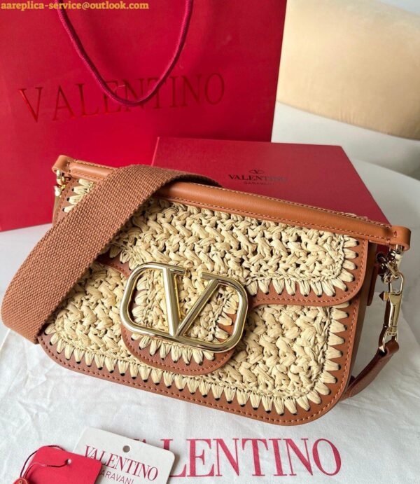 Replica Valentino Alltime Shoulder Bag in Natural Raffia 4