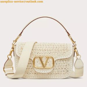 Replica Valentino Alltime Shoulder Bag in White Raffia