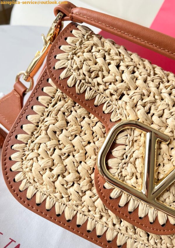 Replica Valentino Alltime Shoulder Bag in Natural Raffia 13