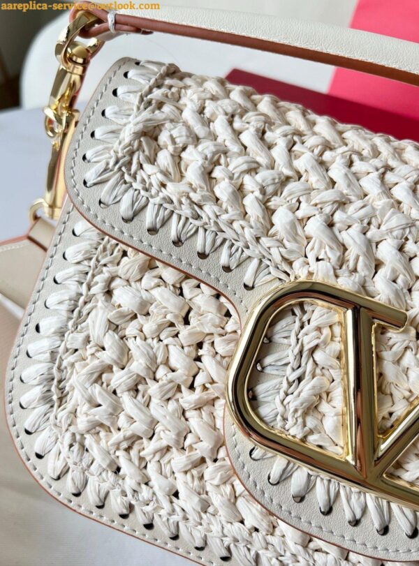 Replica Valentino Alltime Shoulder Bag in White Raffia 7