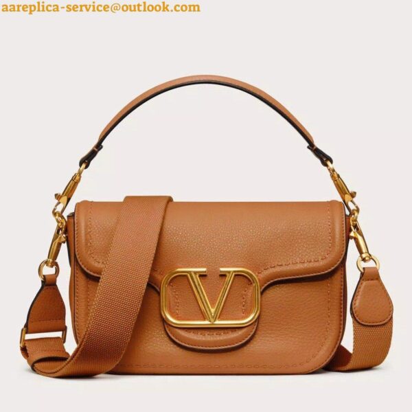 Replica Valentino Alltime Small Bag in Brown Grained Calfskin 4