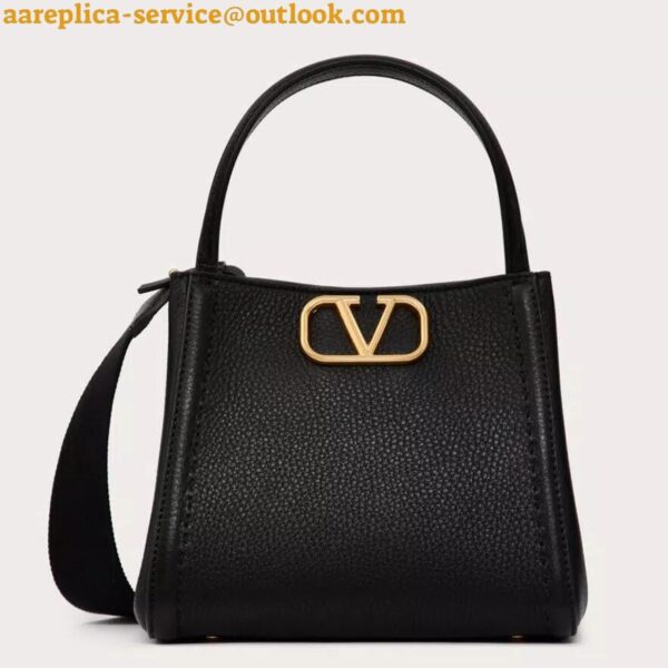 Replica Valentino Alltime Small Bag in Black Grained Calfskin 14