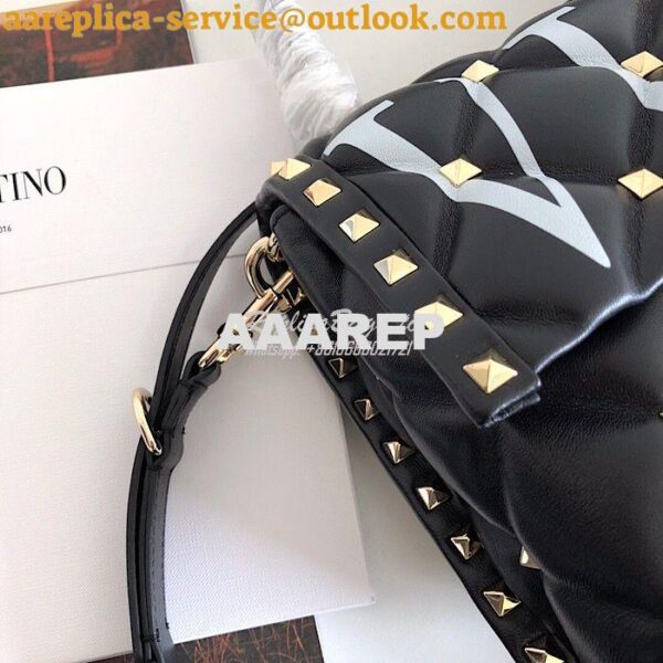 Replica Valentino Candystud Top Handle Bag VLTN black 4