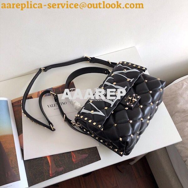 Replica Valentino Candystud Top Handle Bag VLTN black 5