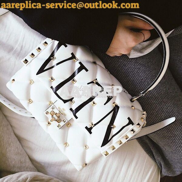 Replica Valentino Candystud Top Handle Bag VLTN White 4