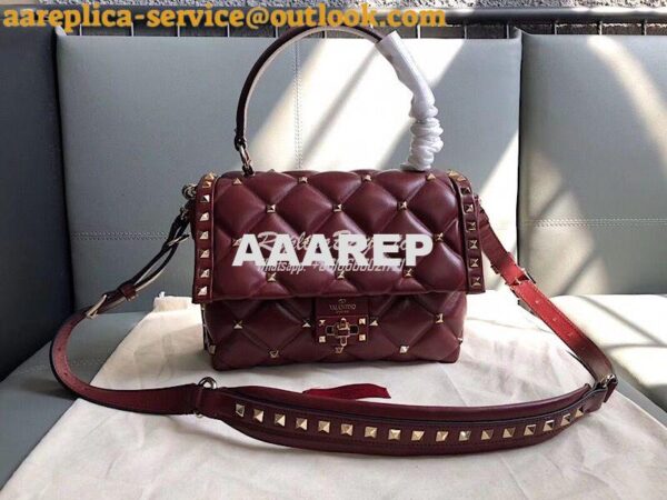 Replica Valentino Candystud Top Handle Bag Wine