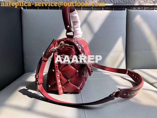 Replica Valentino Candystud Top Handle Bag Wine 3