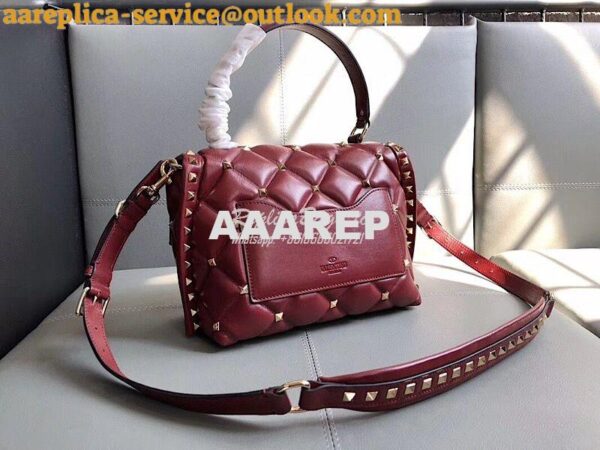 Replica Valentino Candystud Top Handle Bag Wine 5