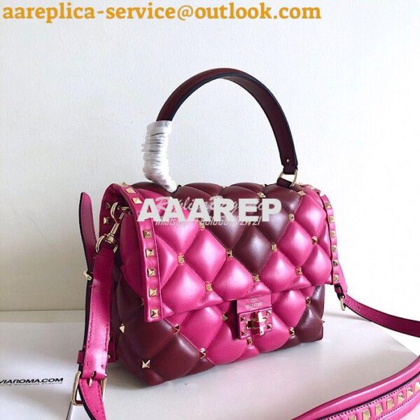 Replica Valentino Candystud Top Handle Bag Wine Fuschia