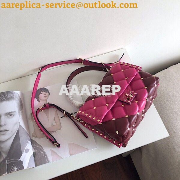 Replica Valentino Candystud Top Handle Bag Wine Fuschia 3